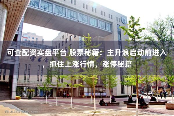 可查配资实盘平台 股票秘籍：主升浪启动前进入，抓住上涨行情，涨停秘籍